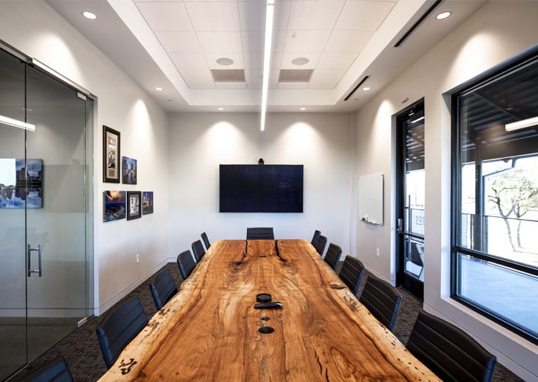 large conference room at 71xsuites in austin tx